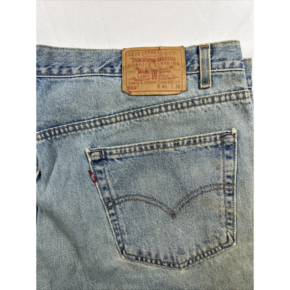Levi's 550 Relaxed Fit Jeans 46x30 Medium Wash Mens Denim Vintage Distressed